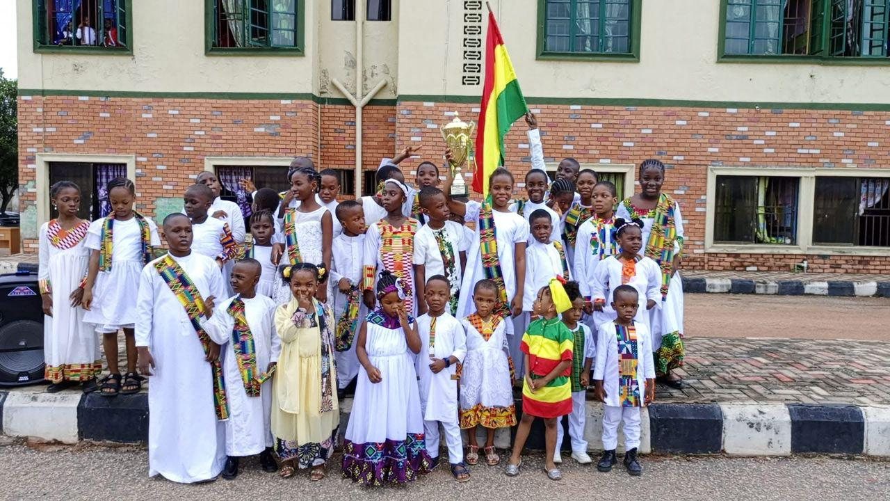 Students celebrating together at Lumen Christi